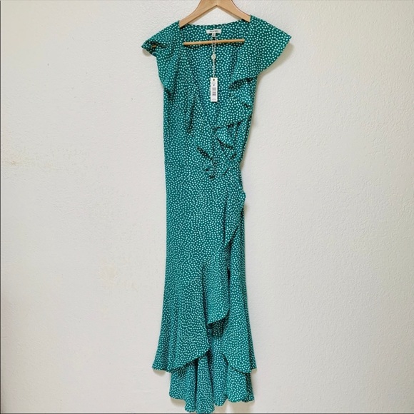 NWT Max Studio Ruffle Polka Dot Print Wrap Dress S - Picture 2 of 6